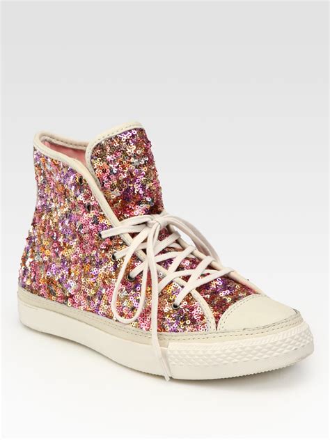 pink sequin sneakers